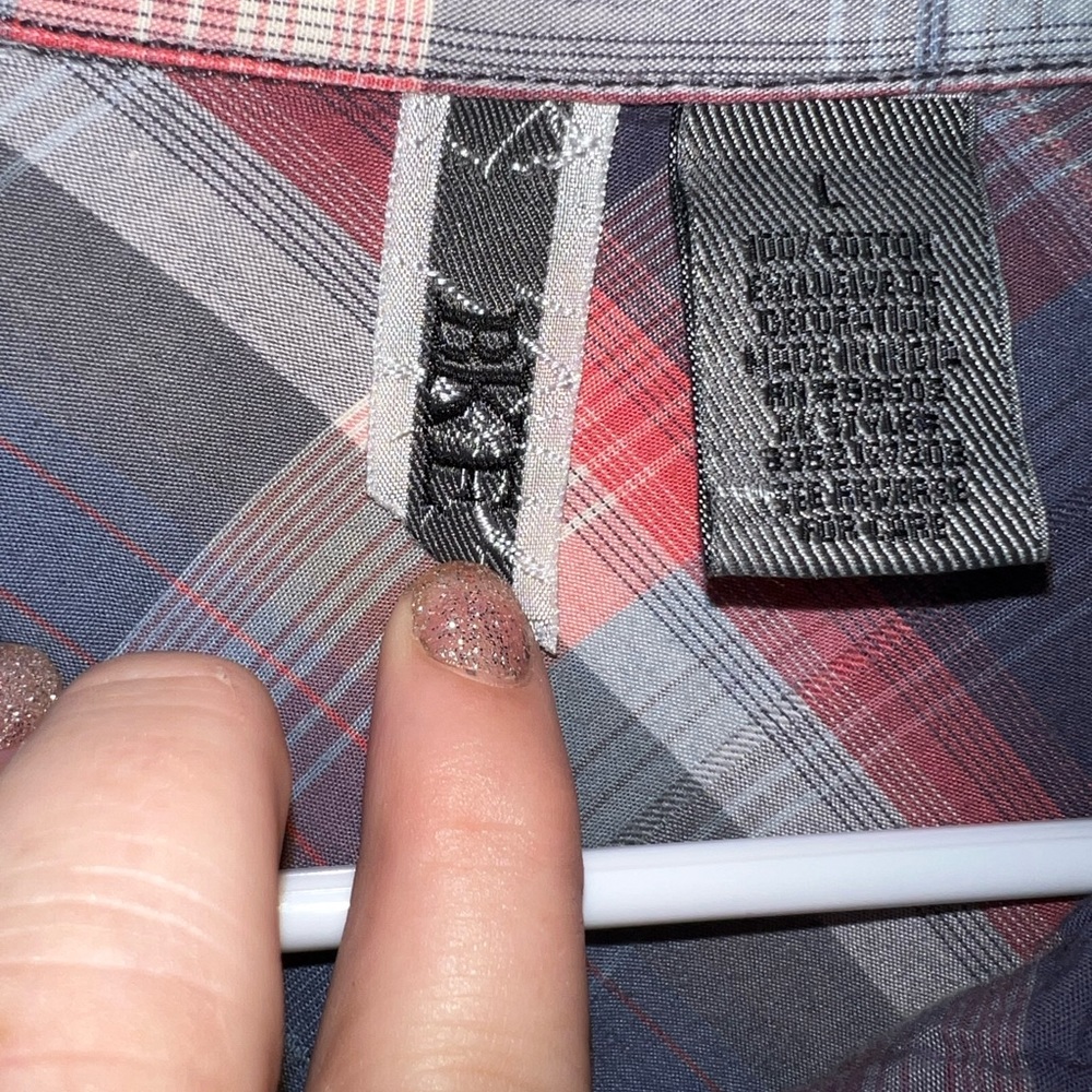 BKE Buckle Plaid Button Down Tie Shirt - Picture 3 of 3